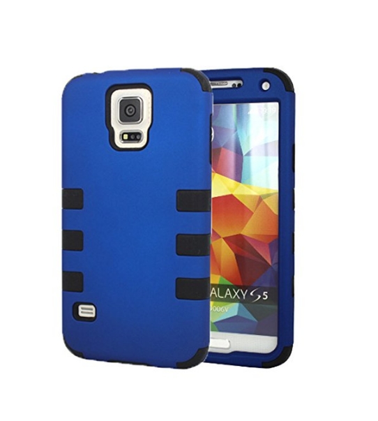 Samsung Galaxy S5 i9600 Case Cover  Hard Plastic Snap on with Soft Silicone blue